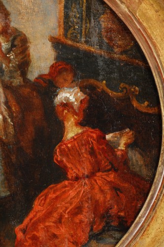 Louis XV - Scène d’intérieur, école française  de la fin du XVIIIe siècle