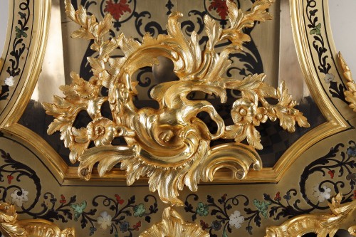 Antiquités - Very large Boulle cartel from the Louis XV period in five colors, signed fr