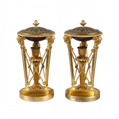 Pair of Empire period perfume burners attributed to Claude Galle