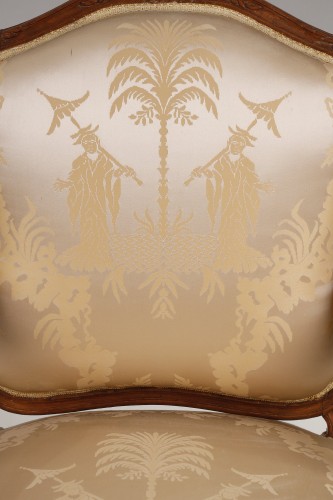Louis XV - Pair of Queen&#039;s armchairs stamped by Courtois