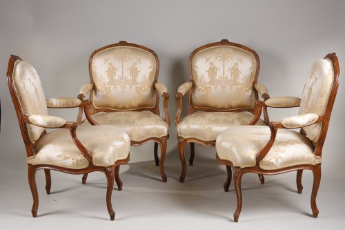Antiquités - Pair of Queen&#039;s armchairs stamped by Courtois