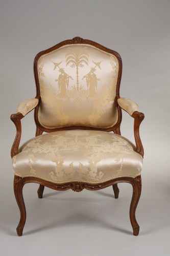 Antiquités - Pair of Queen&#039;s armchairs stamped by Courtois