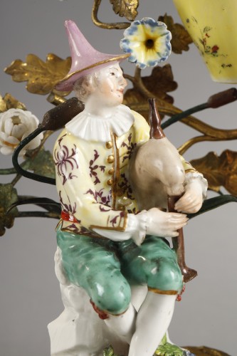 XVIIIe siècle - Pot-pourri en bronze doré et porcelaine de Saxe, XVIIIe siècle