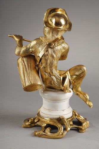 Pair of gilded bronze statuettes representing musical monkeys - Louis XV