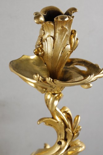 Large pair of Louis XV period gilt bronze sconces - 