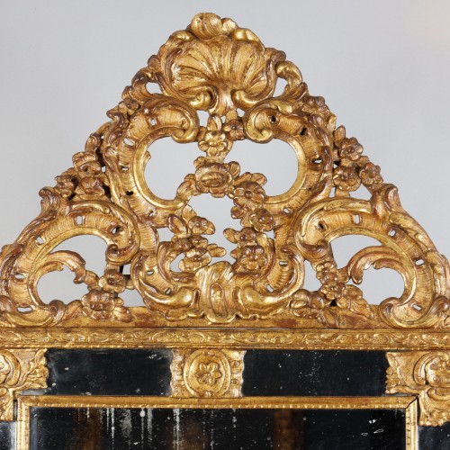 Miroir à fronton d'époque Régence - Miroirs, Trumeaux Style Régence