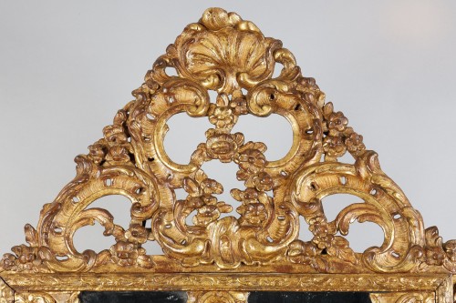 Antiquités - Miroir à fronton d'époque Régence
