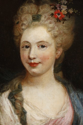 Portrait of a lady with a parrot, attributed to Pierre Gobert - Paintings & Drawings Style Louis XV