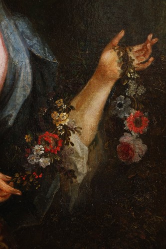 Portrait of a lady with a parrot, attributed to Pierre Gobert - 