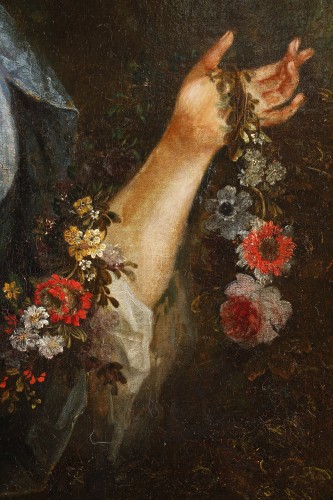 18th century - Portrait of a lady with a parrot, attributed to Pierre Gobert
