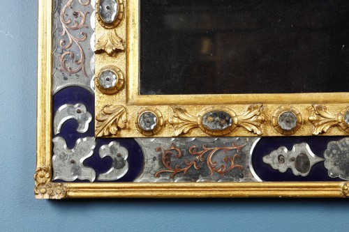 Louis XV - Large Venetian mirror with a pediment bearing the Doge&#039;s coat of arms