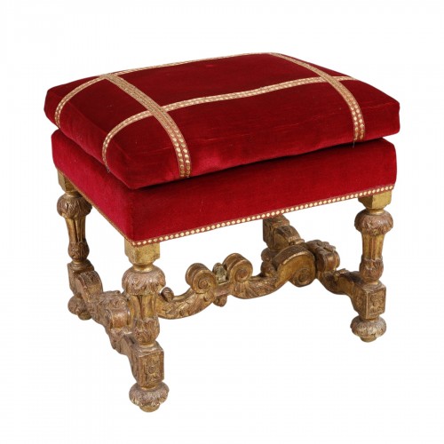 Louis XIV period gilded wooden stool