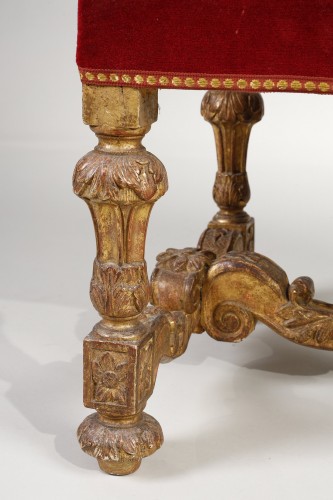 17th century - Louis XIV period gilded wooden stool