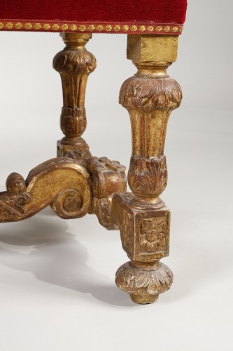 Louis XIV - Louis XIV period gilded wooden stool