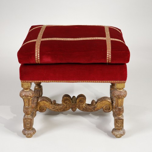 Antiquités - Louis XIV period gilded wooden stool