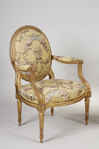 Paire de fauteuils Louis XVI estampillé de Jean Baptiste Sené - Sièges Style Louis XVI