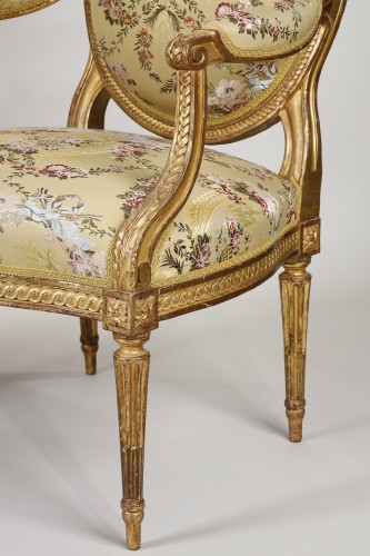 XVIIIe siècle - Paire de fauteuils Louis XVI estampillé de Jean Baptiste Sené