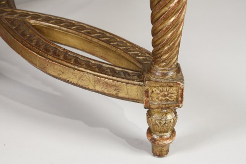 Tabouret en bois doré époque Louis XVI - Louis XVI