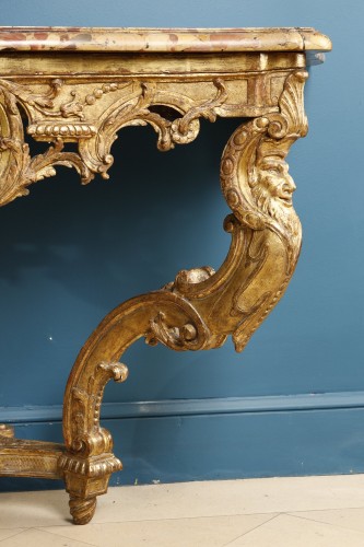 Mobilier Console - Console murale à têtes de grotesques d'époque Régence