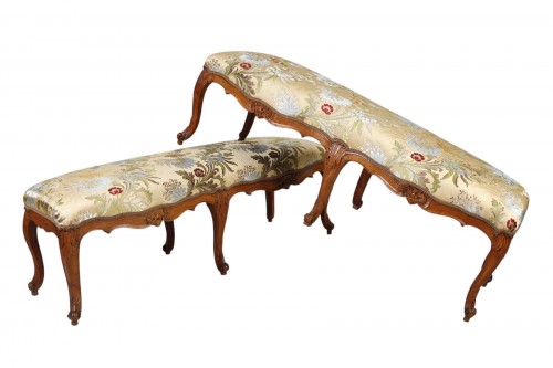 Paire de banquettes d'époque Louis XV attribué à Père GOURDIN