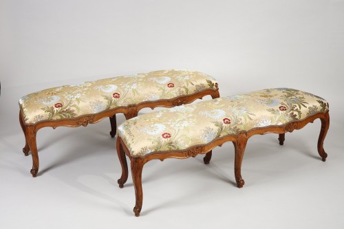 Paire de banquettes d'époque Louis XV attribué à Père GOURDIN - Sièges Style Louis XV