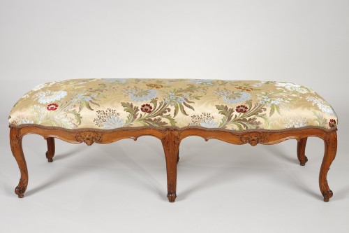 Antiquités - Paire de banquettes d'époque Louis XV attribué à Père GOURDIN