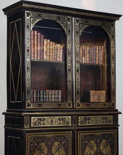 Mobilier Bibliothéque, vitrine - Bibliothèque en marqueterie « Boulle », attribuée à André Charles Boulle