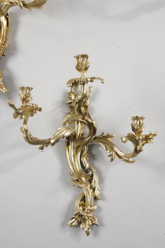 Rare Set Of Four Large Gilt Bronze Wall Lights From The Louis XV Period - 