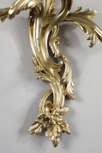 Antiquités - Rare Set Of Four Large Gilt Bronze Wall Lights From The Louis XV Period