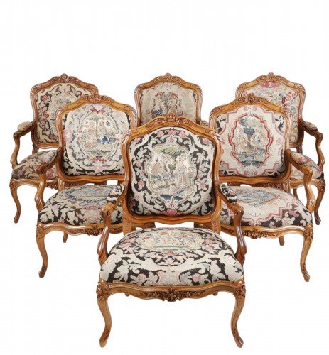 Set of 6 frame armchairs Stamped by Jacques Pierre Letelier