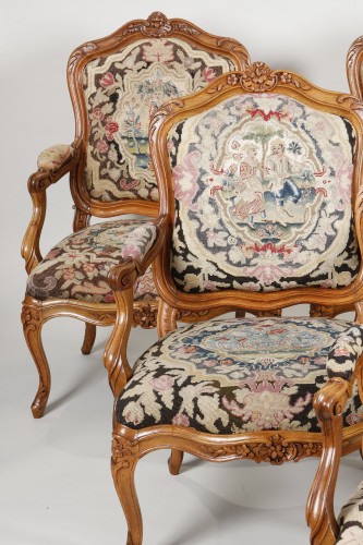 Set of 6 frame armchairs Stamped by Jacques Pierre Letelier - Seating Style Louis XV