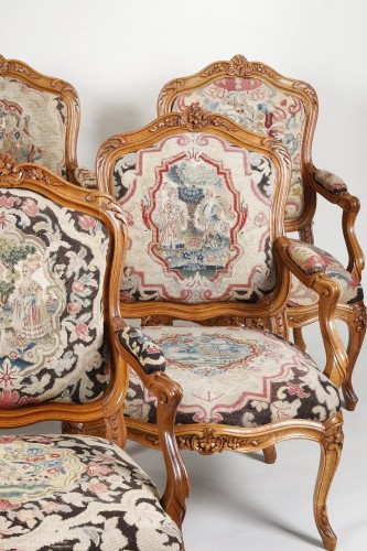 Seating  - Set of 6 frame armchairs Stamped by Jacques Pierre Letelier