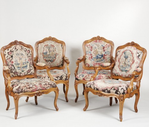 Set of 6 frame armchairs Stamped by Jacques Pierre Letelier - 