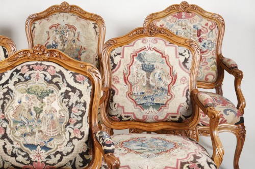 18th century - Set of 6 frame armchairs Stamped by Jacques Pierre Letelier