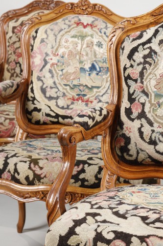 Set of 6 frame armchairs Stamped by Jacques Pierre Letelier - Louis XV