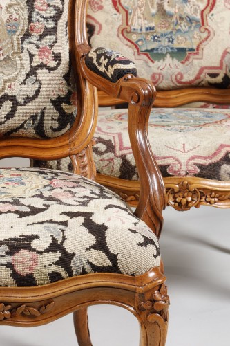 Louis XV - Set of 6 frame armchairs Stamped by Jacques Pierre Letelier