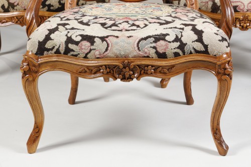 Antiquités - Set of 6 frame armchairs Stamped by Jacques Pierre Letelier