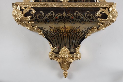 Très grand cartel Boulle d'époque Régence à cinq couleurs de Cogniet, à Paris - Horlogerie Style Régence