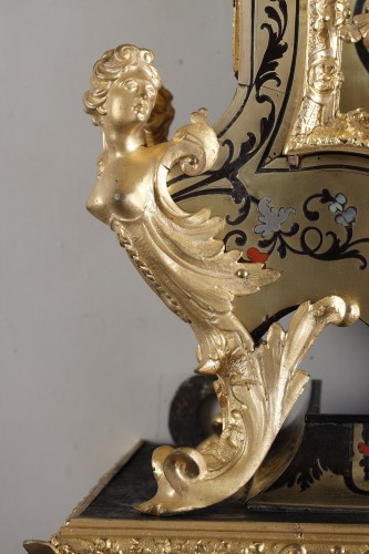 Très grand cartel Boulle d'époque Régence à cinq couleurs de Cogniet, à Paris - Régence