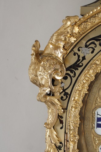 Antiquités - Très grand cartel Boulle d'époque Régence à cinq couleurs de Cogniet, à Paris