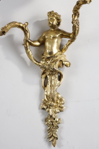 Paire d'appliques en bronze doré d'époque Régence attribuée à Charles Cressent - Galerie Gilles Linossier