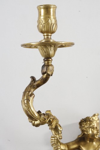 Régence - Paire d'appliques en bronze doré d'époque Régence attribuée à Charles Cressent