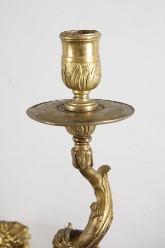 Antiquités - Paire d'appliques en bronze doré d'époque Régence attribuée à Charles Cressent