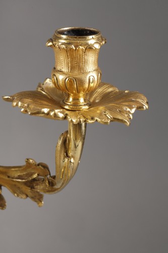XVIIIe siècle - Paire de candélabres rocaille d'époque Louis XV