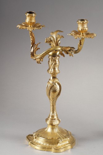 Paire de candélabres rocaille d'époque Louis XV - Louis XV
