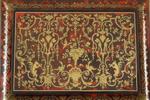Antiquités - Coffre en marqueterie Boulle d'écaille de Tortue Attribuée à André Charles Boulle