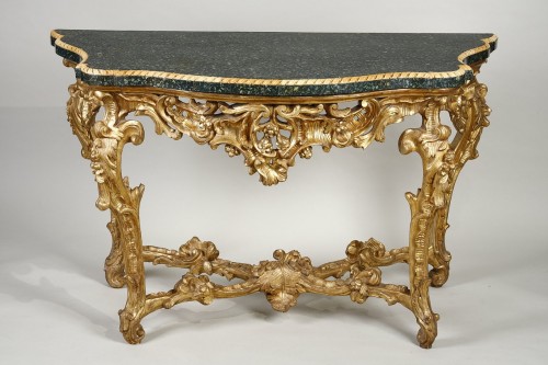 Rare Pair of Italian Console Tables Greek Porphyry Top - Furniture Style Louis XV