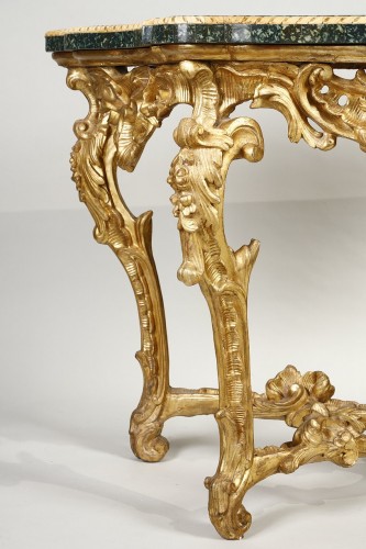 Rare Pair of Italian Console Tables Greek Porphyry Top - Louis XV