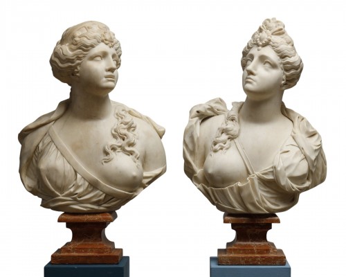 Paire de bustes à l'Antique de Tommaso Rues, XVIIe siècle