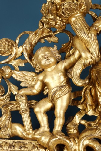 Très grand miroir Italien aux allégories de l'abondance et de la musique - Louis XV